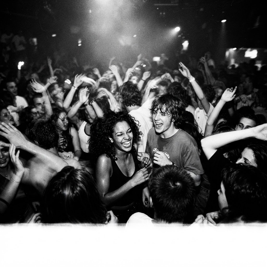 Crowded dance floor at night