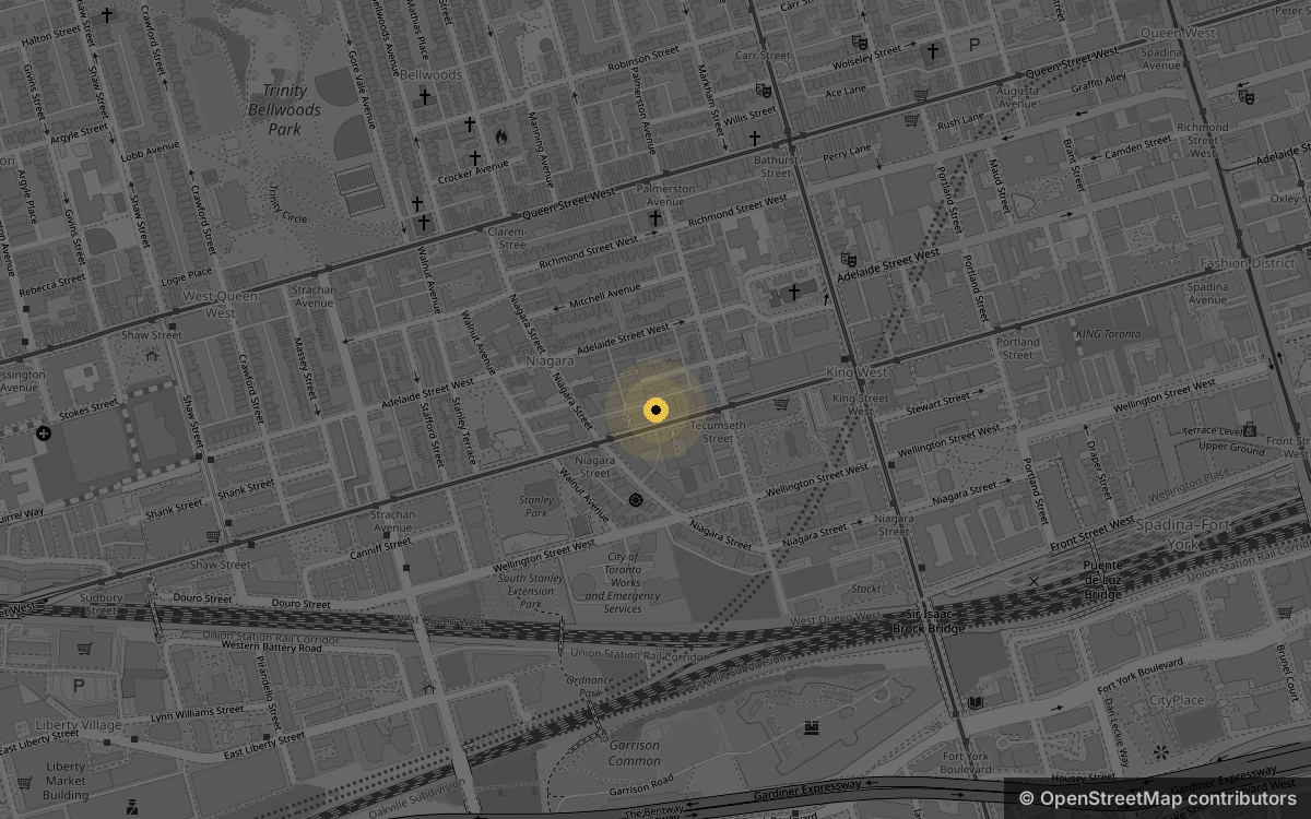 Map showing Sonny Can't Dance at 788 King St W, Toronto
