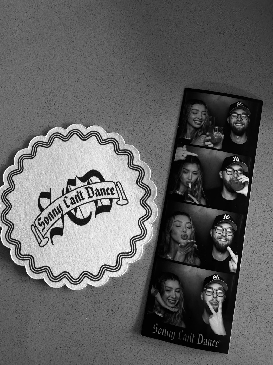 The photo strip template used at Sonny Can't Dance, shown with empty frames